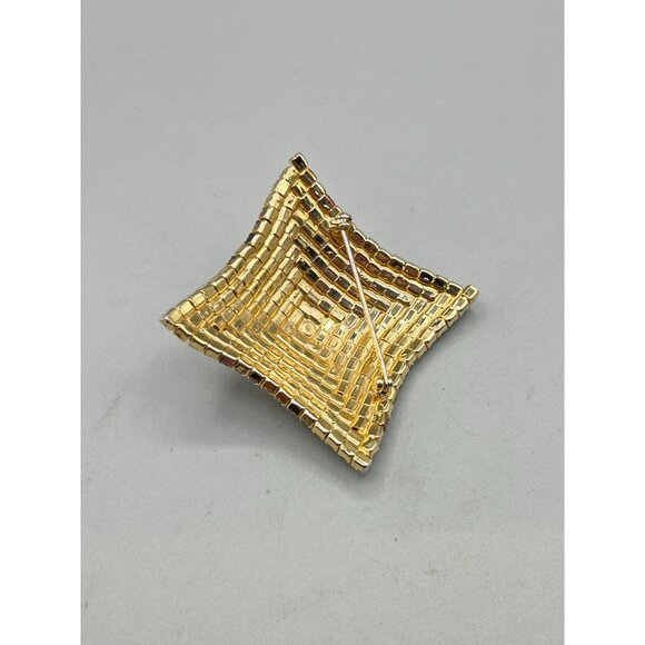 Vintage Rhinestones Pin Brooch Black Clear Prong Set Pyramid Shaped Square Pin - Picture 6 of 7